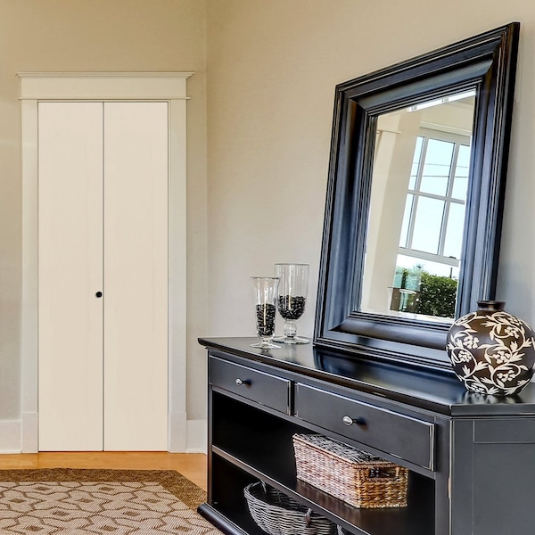 Codel Doors 30" x 80" Primed Hardboard Hollow Core Flush Bifold Door and Hardware - 2668FHCPHBBF
