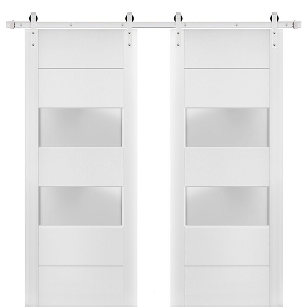 Sartodoors Double Barn Interior Door, 84" x 96", White - LUCIA4010DB-S-BEM-8496