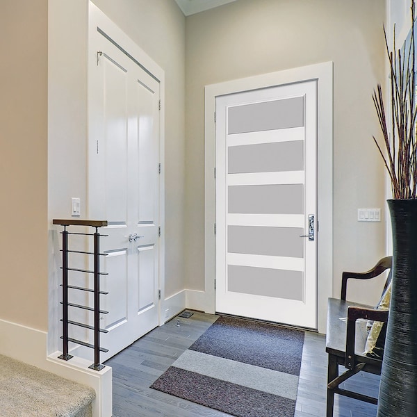 Codel Doors 36" x 96" Primed White Contemporary Flush-Glazed Exterior Fiberglass Door - 3080RHISPSF20F5LS491626DM