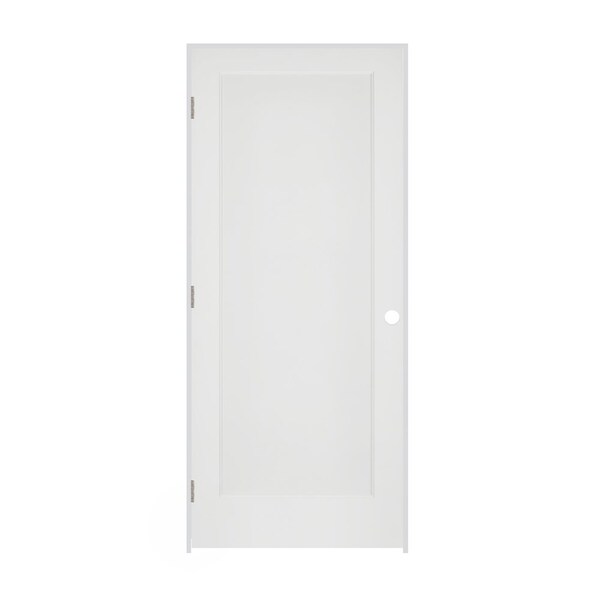 Codel Doors 34" x 80" x 1-3/8" Primed 1-Panel Interior Flat Panel Door with Ovolo Bead 6-9/16" RH Prehung Door - 2168PRI8020RH156916
