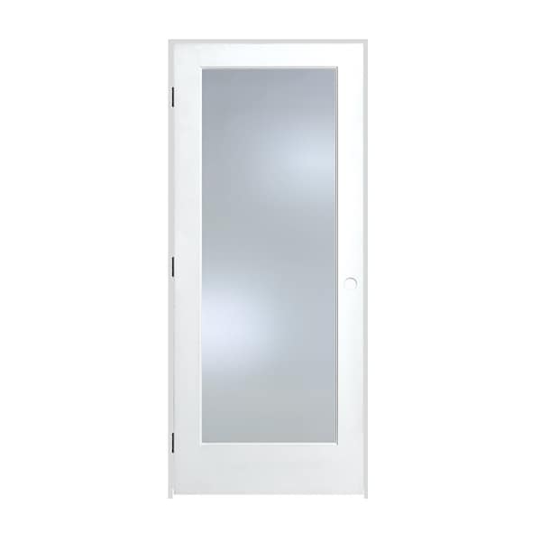 Trimlite 32"x84"x13/8" Primed 1Lite Clear Tempered Glass Interior French 71/4" RH Prehung Door Black Hinges - 2870PRI1501CLETRH1D714