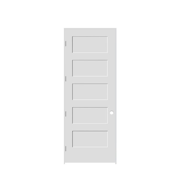 Trimlite 28"x96"x13/8" Primed 5Panel Equal Panel Interior Shaker 49/16" RH Prehung Door Brushed Chrome Hinges - 2480PRI8405RH26D4916