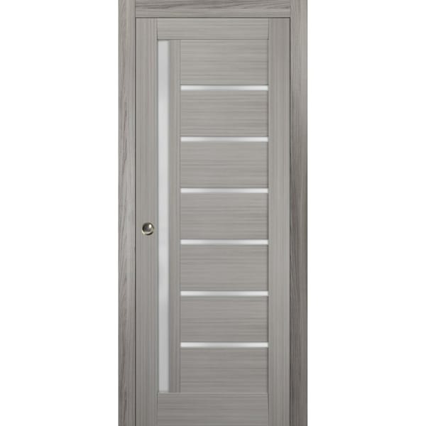 Sartodoors Sliding French Pocket 30x96" Quadro 4088 Grey Ash Kit Trims Rail Hardware Wood Interior Bedroom - QUADRO4088PD-SSS-3096
