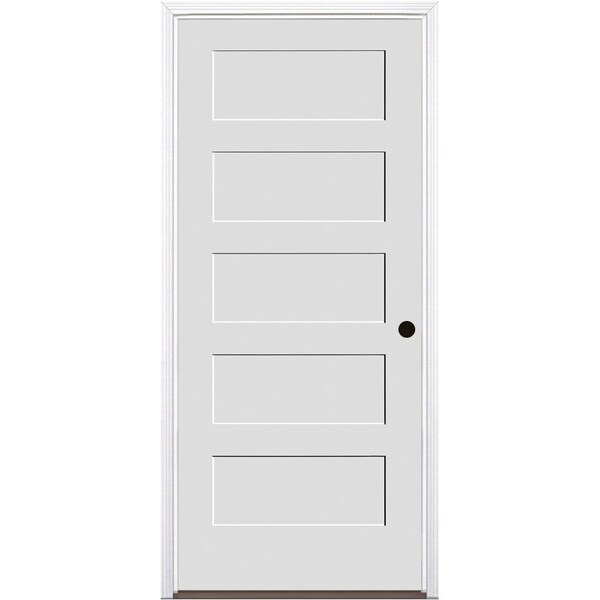 Codel Doors 30"x80"x1-3/4" Primed 5-Panel Equal Panel Interior Shaker 20min Fire Rated 7-1/4" LH Prehung Door - 2668134PRI840520MLH10BB714