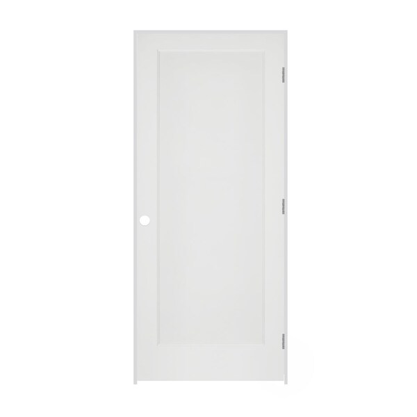 Trimlite Primed 1Panel Interior Flat Panel Door Ovolo Bead 69/16" LH Prehung Door Brushed Chrome Hinges - 2668PRI8020LH26D6916