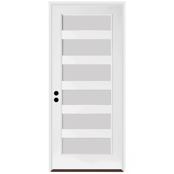 Codel Doors 32" x 96" Primed White Contemporary Flush-Glazed Exterior Fiberglass Door - 2880RHISPSF20F6LS69161DB