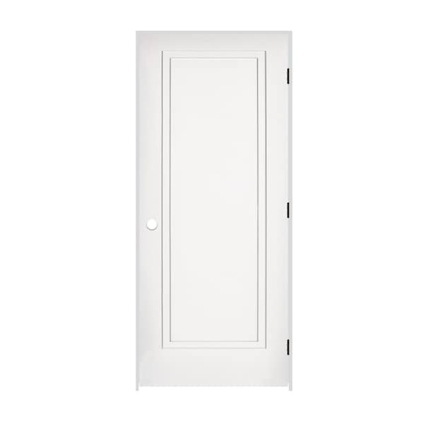 Codel Doors 34" x 80" x 1-3/8" Primed 1-Panel 2-Step Interior Shaker 7-1/4" LH Prehung Door w/Matte Black Hinges - 2168PRI8491LH10B714
