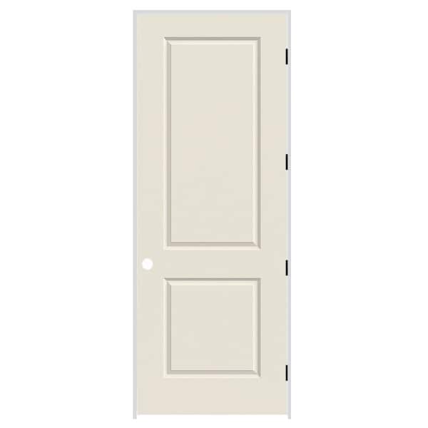Codel Doors 30" x 96" x 1-3/8" Primed 2-Panel Carrera Molded Solid Core 6-9/16" LH Prehung Door w/Black Hinges - 2680MSCCARLH1D6916