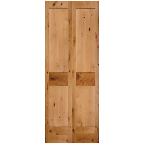 Codel Doors 30" x 80" Knotty Alder 2-Panel Shaker Bifold Door and Hardware - 2668SKA8402BF