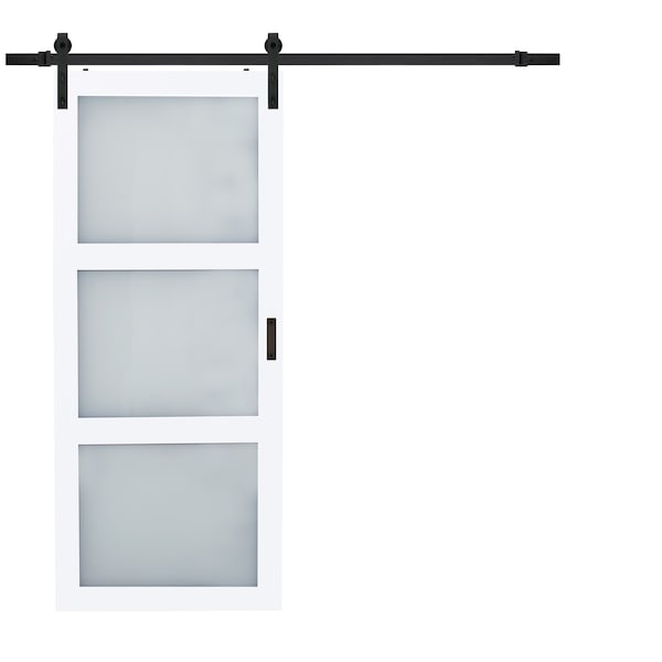Renin Renin 36 in. x 84 in. Hall 3-Lite Complete Barn Door Kit - BD061W01BW3TGE36084