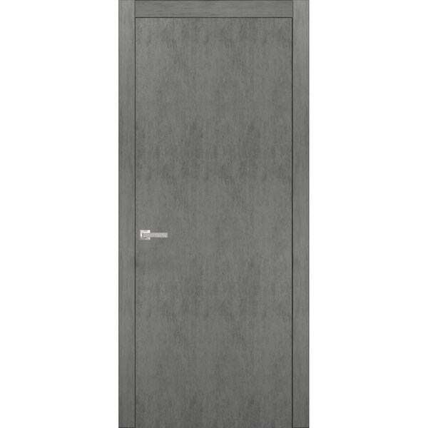 Sartodoors Solid French 32x84 " Planum 0010 Concrete Single Regular Panel Frame Trims Handle Bathroom Bedroom - PLANUM0010ID-BTN-3284