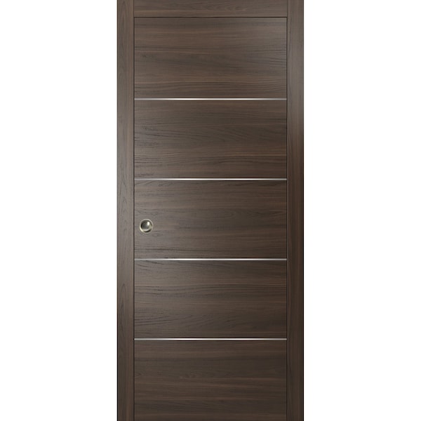 Sartodoors Pocket Sliding Brown 36x80 Frame Planum 0020 Chocolate Ash Frames Trims Pulls Hardware Closet Core - PLANUM20PD-SHOYA-36