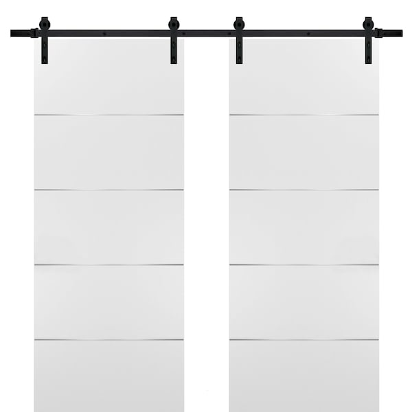 Sartodoors Double White 36x80 Black Hardware Planum 0020 Rails 13' Hangers Steel Set Closet Modern Core - PLANUM20DB-BEM-36