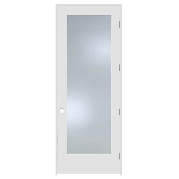 Trimlite Primed 1Lite Clear Tempered Glass Interior French 69/16" LH Prehung Door Brushed Chrome Hinges - 3080PRI1501NPCLETLH26D6916