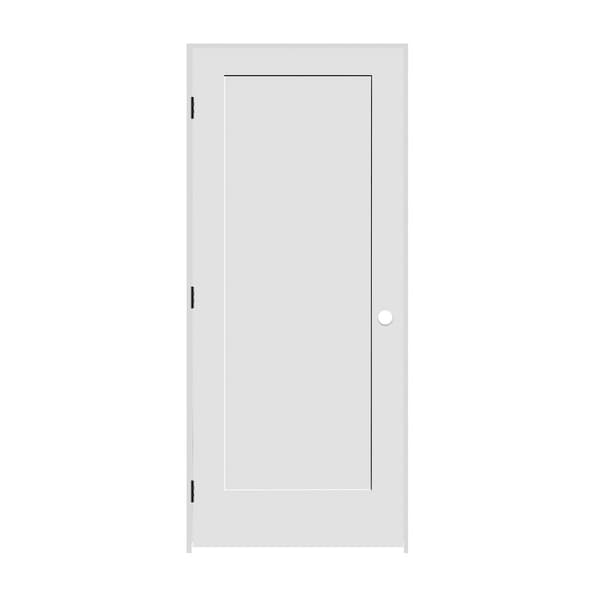Codel Doors 26" x 80" x 1-3/8" Primed 1-Panel Interior Shaker 7-1/4" RH Prehung Door with Matte Black Hinges - 2268PRI8401RH10B714