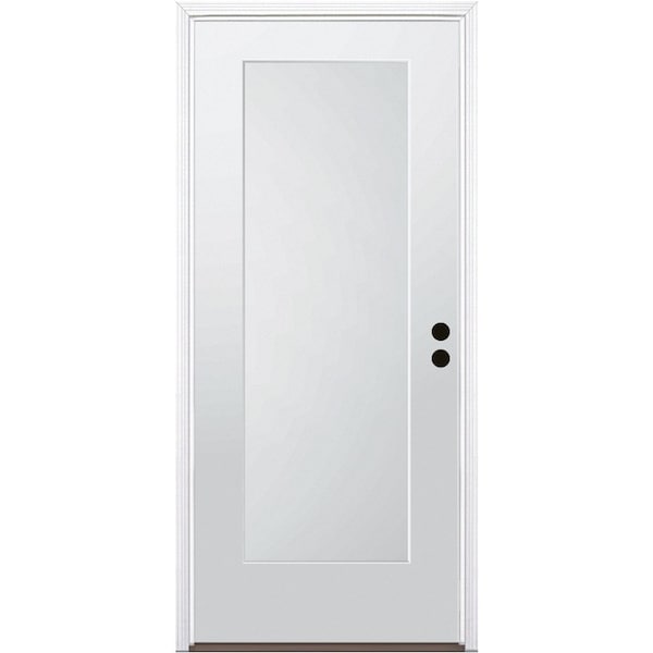 Codel Doors 32" x 80" Primed White Shaker Exterior Fiberglass Door - 2868LHISPSF1PSHK691610BB