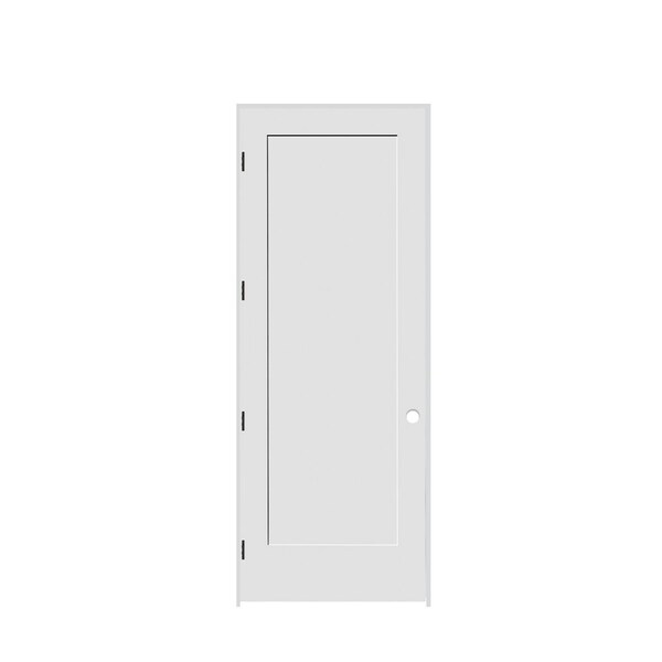 Codel Doors 36" x 96" x 1-3/8" Primed 1-Panel Interior Shaker 6-9/16" RH Prehung Door with Matte Black Hinges - 3080PRI8401RH10B6916