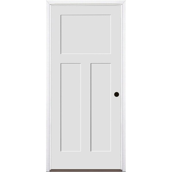 Codel Doors 36"x80"x1-3/4" Primed 3-Panel Mission Interior Shaker 20min Fire Rated 4-9/16" LH Prehung Door - 3068134PRI840320MLH1DB4916