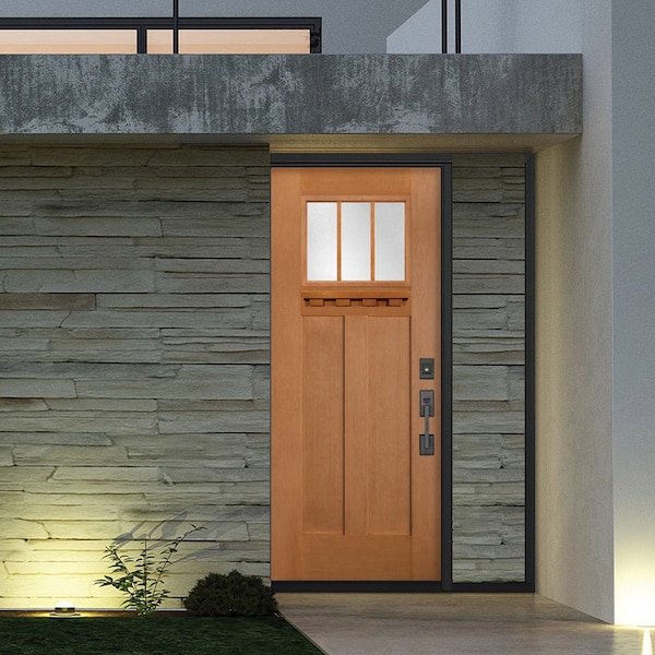 Codel Doors 32" x 80" Fir Grain Shaker Exterior Fiberglass Door - 2868LHISPFGHER2033C691626DB