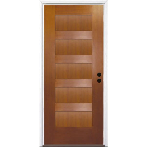 Codel Doors 36" x 80" Fir Grain Shaker Exterior Fiberglass Door - 3068LHISPFG5PSHK491626DB