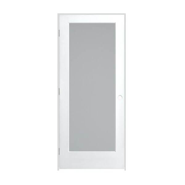Trimlite 24"x80"x13/8" Primed 1Lite Satin Etch Tempered Glass Interior French 71/4" RH Prehung Brushed Chrome - 2068PRI1501SATTRH26D714