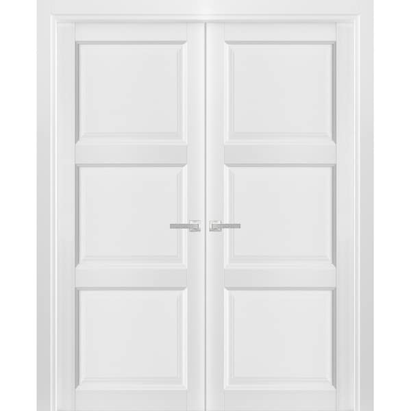 Sartodoors Double French Interior Door, 36" x 96", White - LUCIA2661DD-BEM-3696