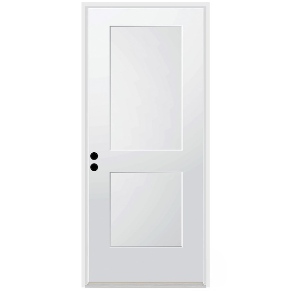 Codel Doors 32" x 80" Primed White Shaker Exterior Fiberglass Door - 2868RHISPSF2PSHK491610BM