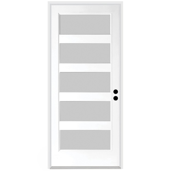 Codel Doors 32" x 80" Primed White Contemporary Flush-Glazed Exterior Fiberglass Door - 2868LHISPSF20F5LS691615M