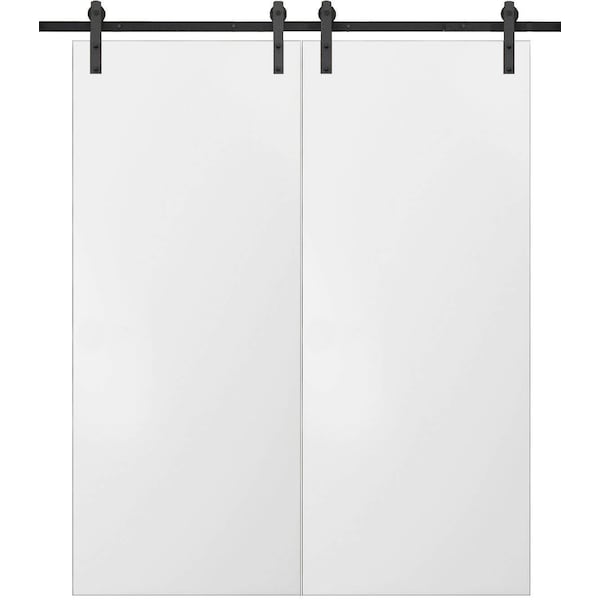 Sartodoors Sliding Double 72x84 Planum 0010 White Silk 13' Rails Hangers Stops Hardware Set Modern Panel - PLANUM10DB-WSNP-7284