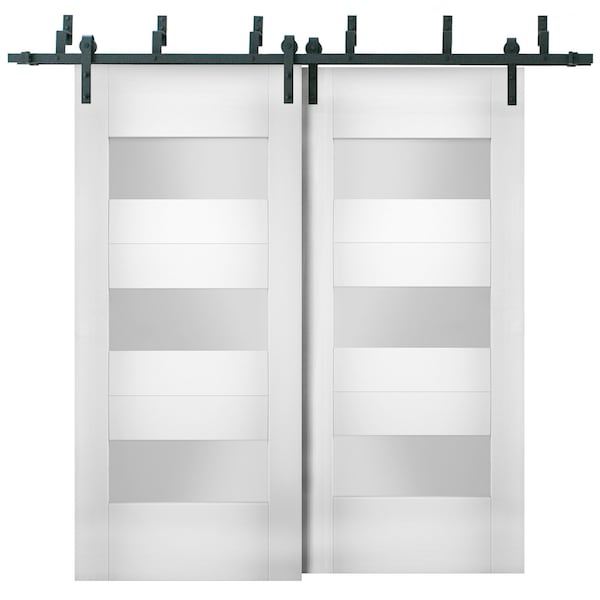 Vdomdoors Sliding Closet Opaque  Bypass 56x84" / Sete 6003 White Silk / Modern 6.6' Rails Hardware Set / Wood - SETE6003BBB-WS-5684
