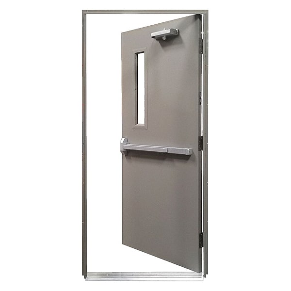 Securall Steel Door with Frame, LHR, 80 in H, 36 in W, 1 3/4 in Thick, 18 Gauge Steel - HDQR3680RH