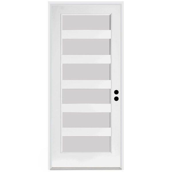 Codel Doors 32" x 96" Primed White Contemporary Flush-Glazed Exterior Fiberglass Door - 2880LHISPSF20F6LS491610BM