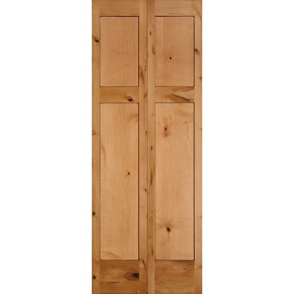 Codel Doors 36" x  80" Knotty Alder 3-Panel Mission Shaker Bifold Door and Hardware - 3068SKA8403BF