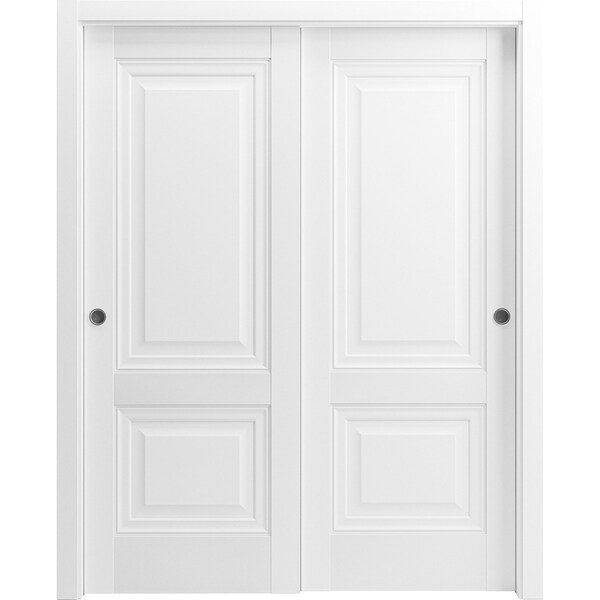 Sartodoors Sliding Closet Bypass Doors 48 x 96in, Lucia 8831 White Silk, Sturdy Rails Moldings Trims - LUCIA8831DBD-WS-4896