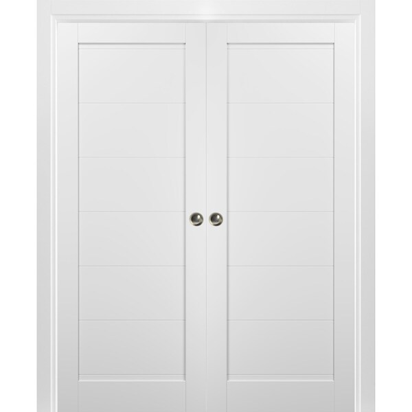 Sartodoors Double Pocket Interior Door, 60" x 80", White - QUADRO4115DP-WS-60