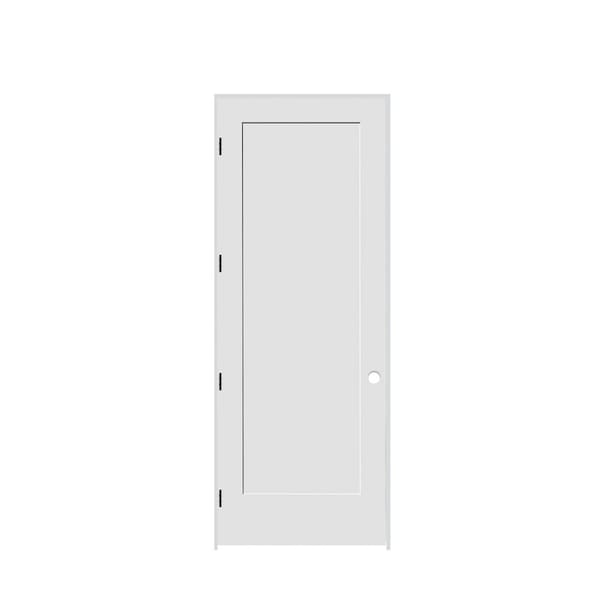 Codel Doors 24" x 96" x 1-3/8" Primed 1-Panel Interior Shaker 6-9/16" RH Prehung Door with Matte Black Hinges - 2080PRI8401RH10B6916