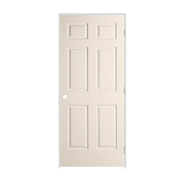 Codel Doors 26" x 80" x 1-3/8" Primed 6-Panel Colonist Molded Hollow Core 6-9/16" LH Prehung Door - 2268MHCCOLLH26D6916