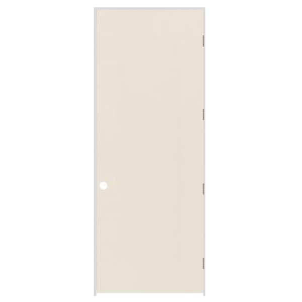 Codel Doors 34" x 96" x 1-3/8" Primed Hardboard Solid Core Flush 6-9/16" LH Prehung Door w/Brushed Chrome Hinges - 2180FSCPHBLH26D6916