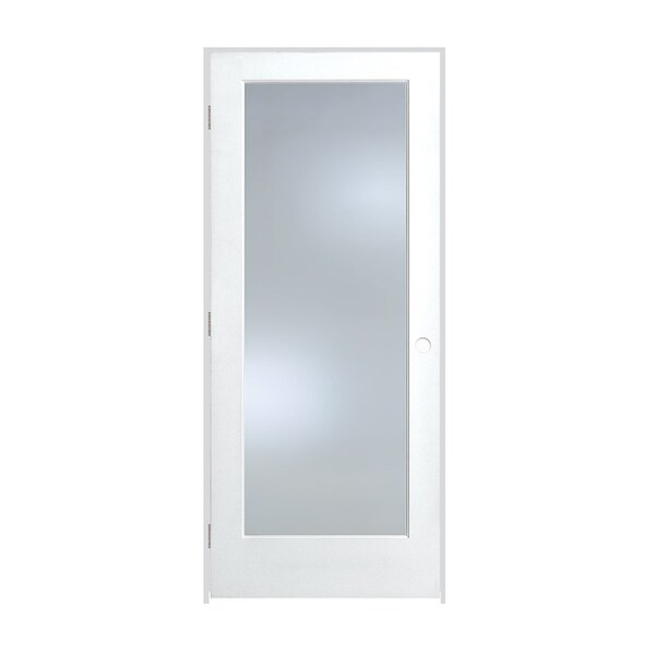 Trimlite 32"x80"x13/8" Primed 1Lite Clear Tempered Glass Interior French 49/16" RH Prehung Brushed Chrome - 2868PRI1501CLETRH26D4916