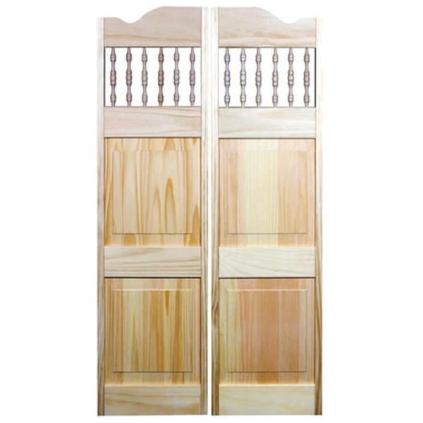 Parche 24 x 42 in. Carson City Spindle Top Cafe Door, Unfinished Pine - PA3036511