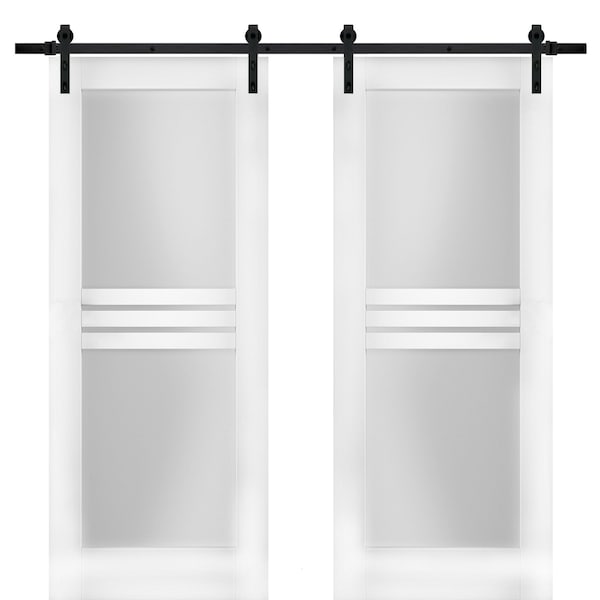 Vdomdoors Double Barn Interior Door, 48" x 80", White - MELA7222DB-WS-48