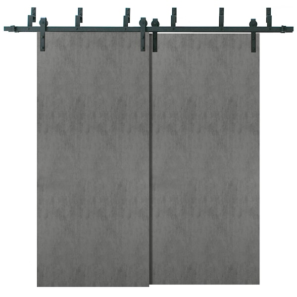 Sartodoors Sliding Closet Bypass 48x84" Planum 0010 Concrete Top Mount 6.6' Rails Hardware Set Wood Bedroom - PLANUM0010BBB-BTN-4884
