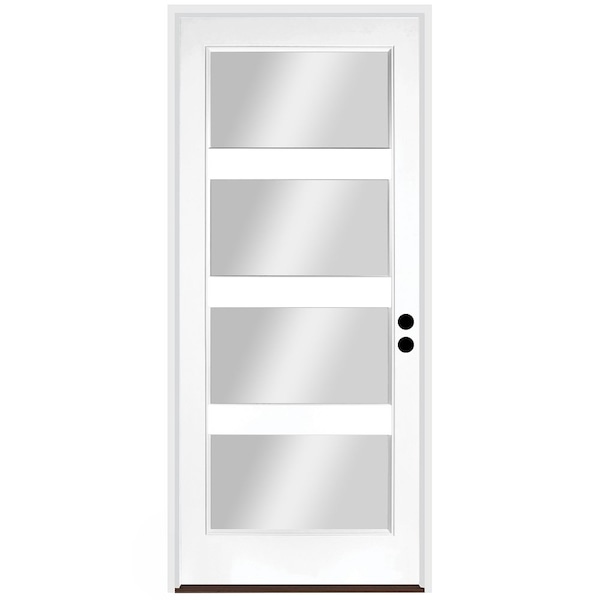 Codel Doors 32" x 80" Primed White Contemporary Flush-Glazed Exterior Fiberglass Door - 2868LHISPSF20F4LC491615B