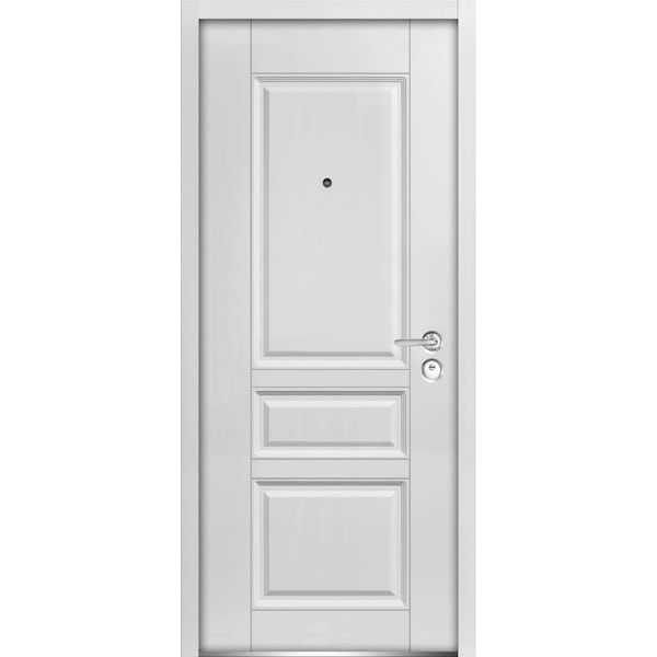 Vdomdoors Front Exterior Prehung Steel Door 36x80 " InswingBallucio 0435 White EnamelPanel Inserts Classic - BALLUCIO0435ED-BEM-36-LH