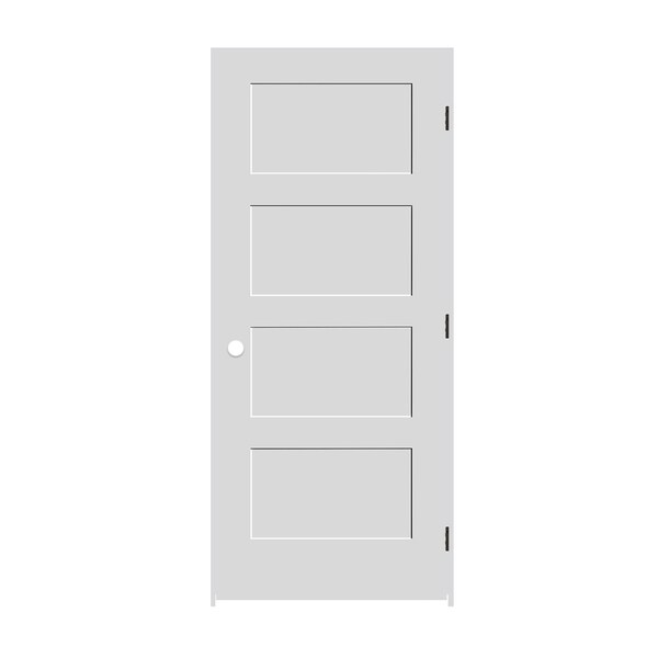 Trimlite 32"x80"x13/8" Primed 4Panel Equal Panel Interior Shaker 69/16" LH Prehung Door Matte Black Hinges - 2868PRI8444LH10B6916