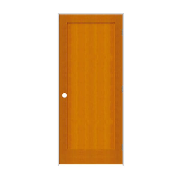 Trimlite 30" x 80" x 1-3/8" Fir 1-Panel Interior Shaker 7-1/4" LH Prehung Door with Brushed Chrome Hinges - 2668FIR8401LH26D714
