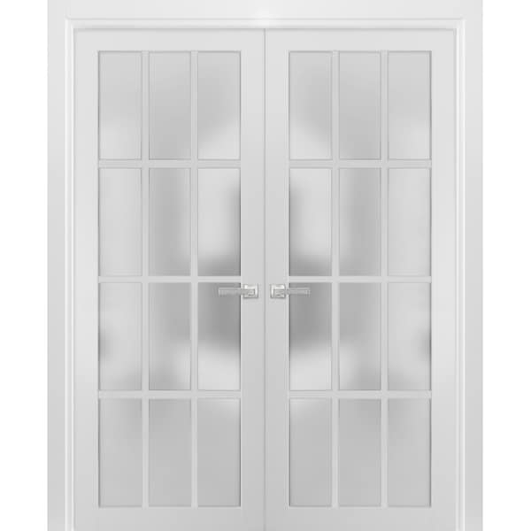 Sartodoors Double French Interior Door, 72" x 80", White - FELICIA3312DD-BEM-72