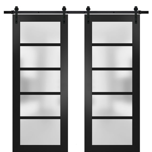 Sartodoors Double Barn Interior Door, 64" x 96", Black - QUADRO4002DB-BLK-6496