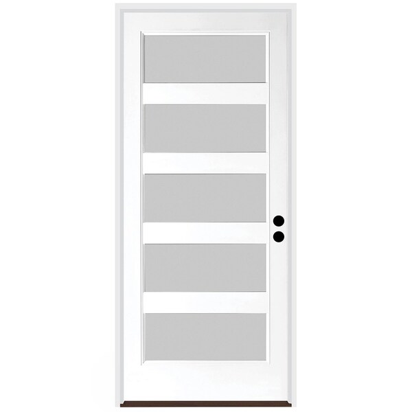 Codel Doors 36" x 96" Primed White Contemporary Flush-Glazed Exterior Fiberglass Door - 3080LHISPSF20F5LS691626DB