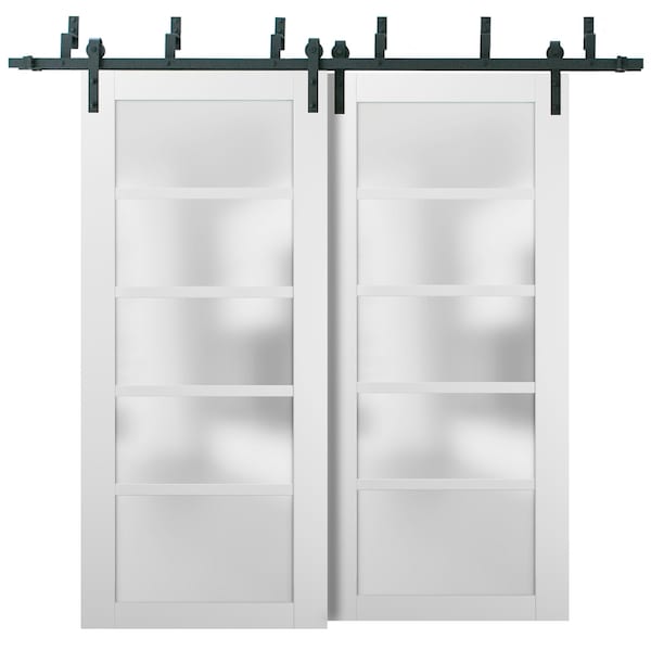 Sartodoors Barn Bypass Interior Door, 84" x 96", White - QUADRO4002BBB-WS-8496